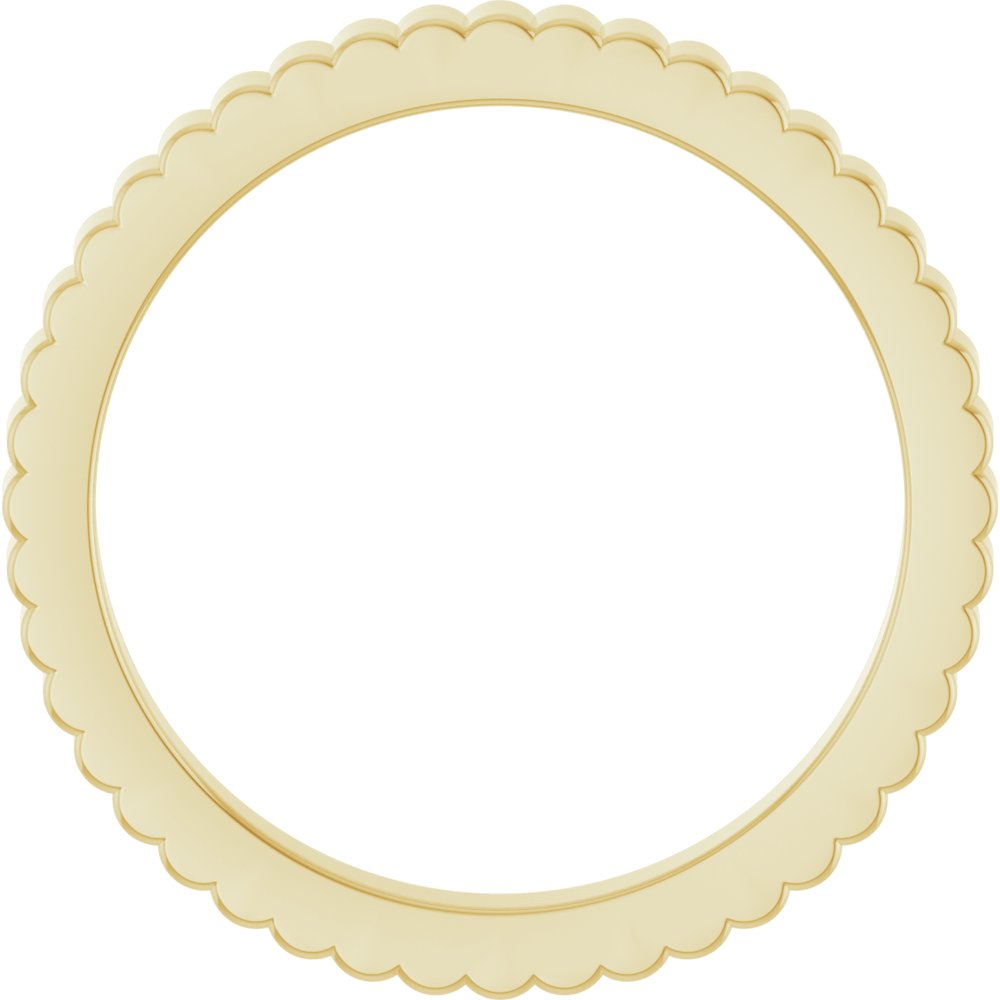 14K Yellow Gold 2 mm Grooved Half Round Band