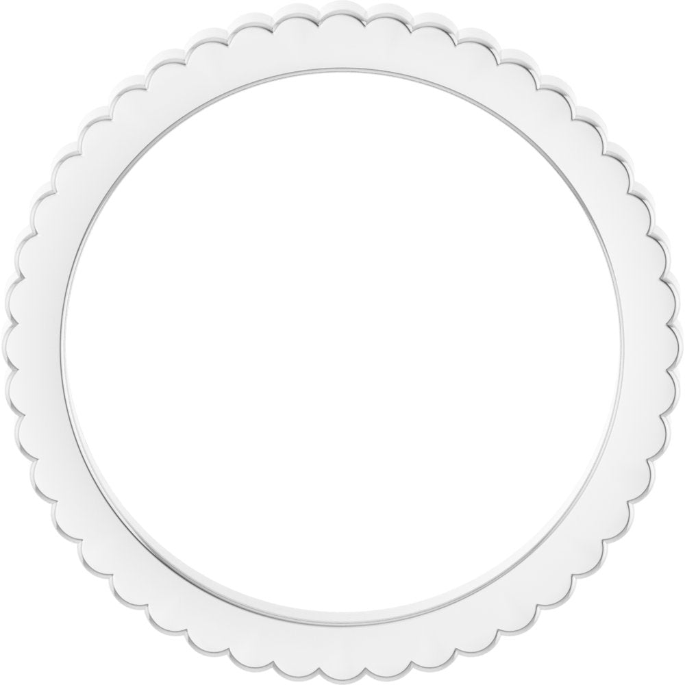 14K White Gold 2 mm Grooved Half Round Band Size 6.5