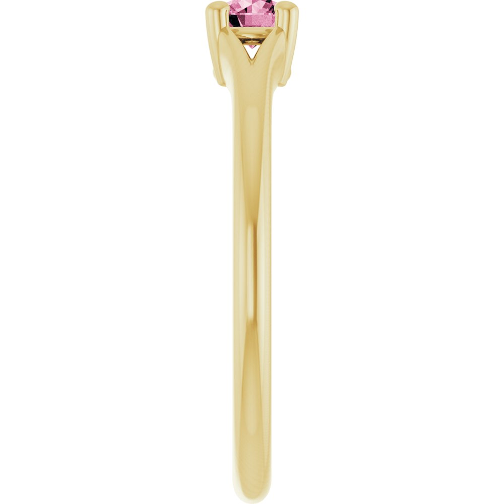 14K Yellow Gold Natural Pink Tourmaline Youth Solitaire Ring