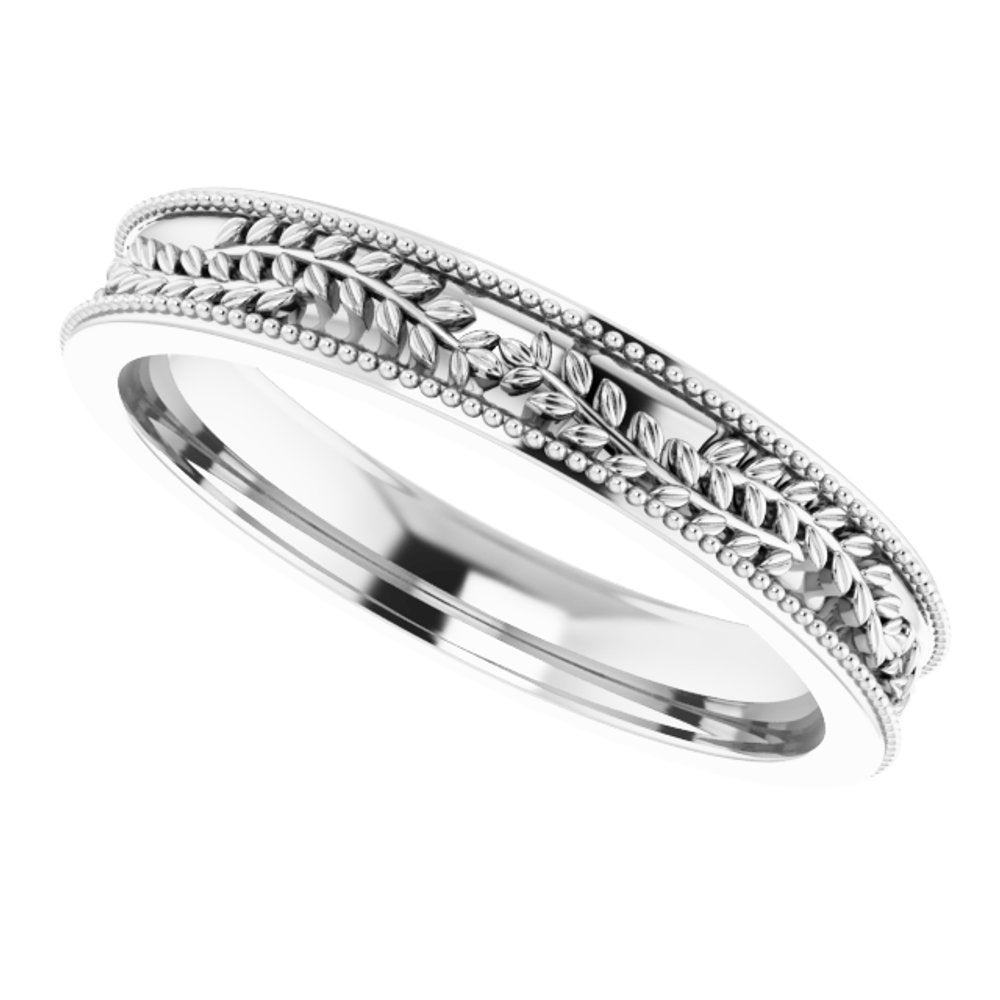 Platinum 3.65 mm Floral Band