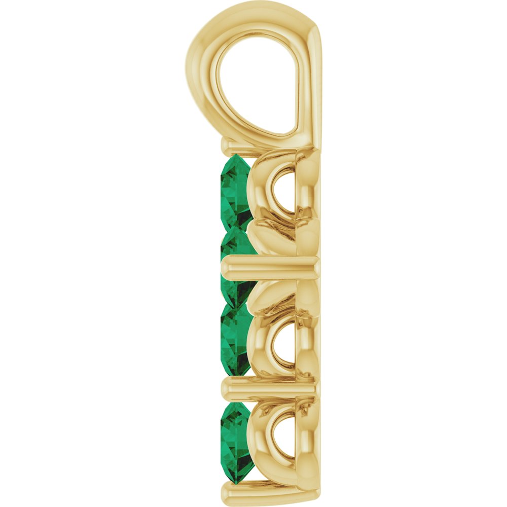 14K Yellow Natural Emerald Cross Pendant