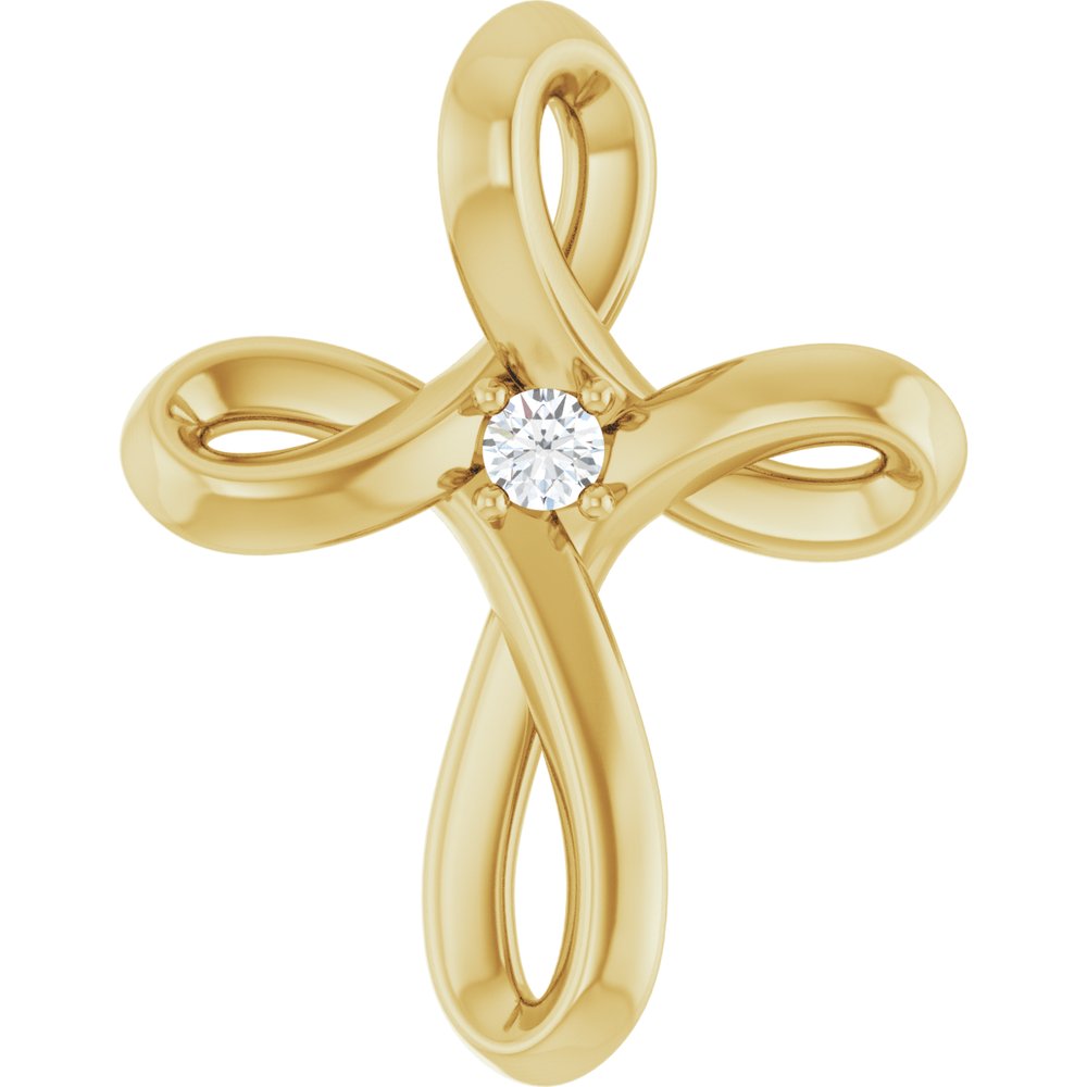 14K Yellow Gold .015 CTW Natural Diamond Cross Pendant
