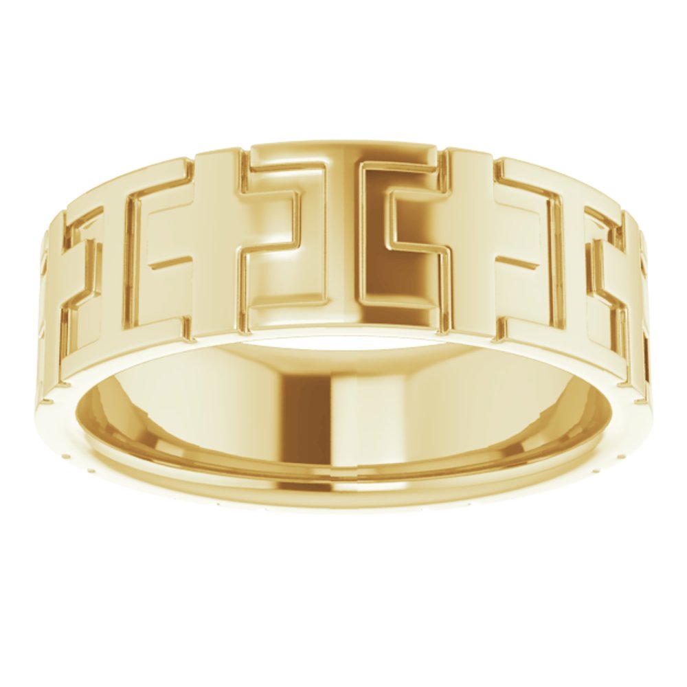 14K Yellow Gold Cross Comfort-Fit Flat Band Size 9.5