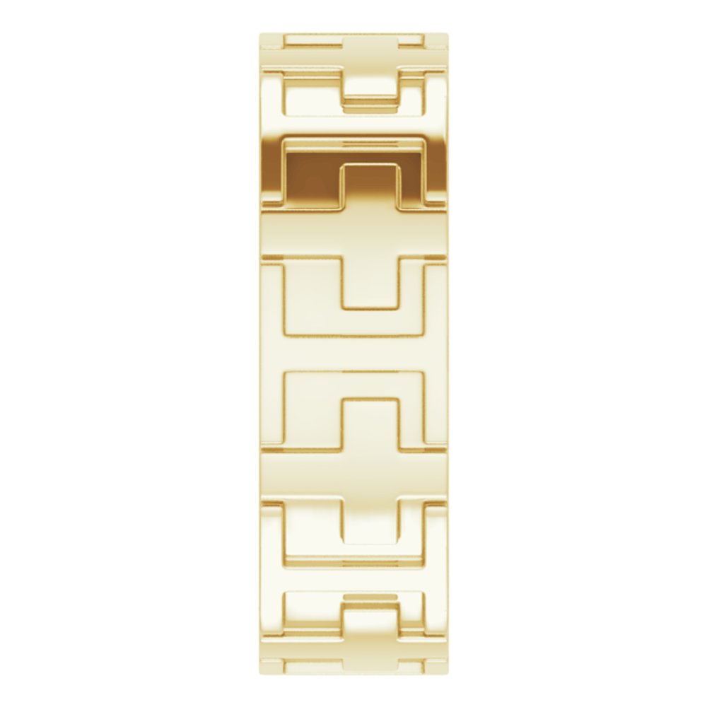 14K Yellow Gold Cross Comfort-Fit Flat Band Size 9.5