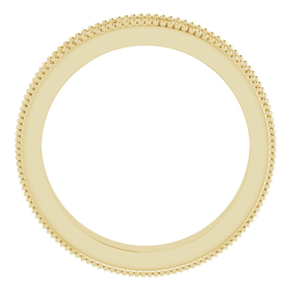 14K Yellow Gold 4 mm Milgrain Edge Sculptural Flat Band Size 4.5