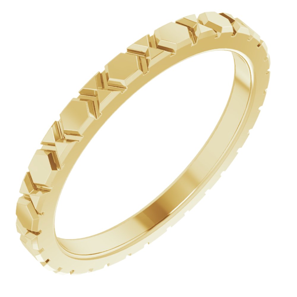 14K Yellow Gold 2 mm Geometric Band Size 6