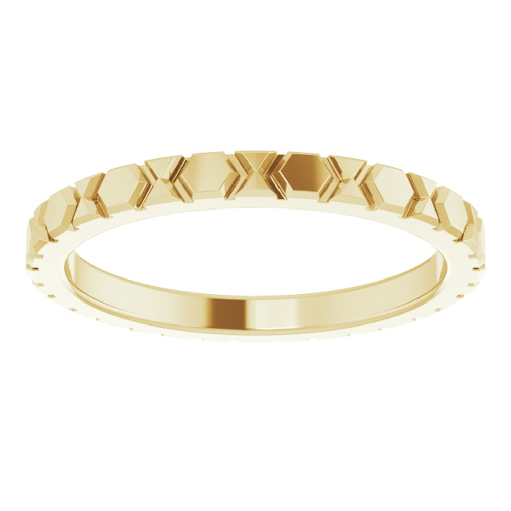 14K Yellow Gold 2 mm Geometric Band Size 6