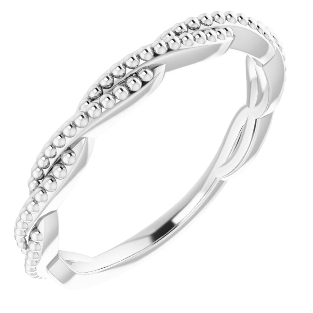 Sterling Silver Stackable Twisted Beaded Ring