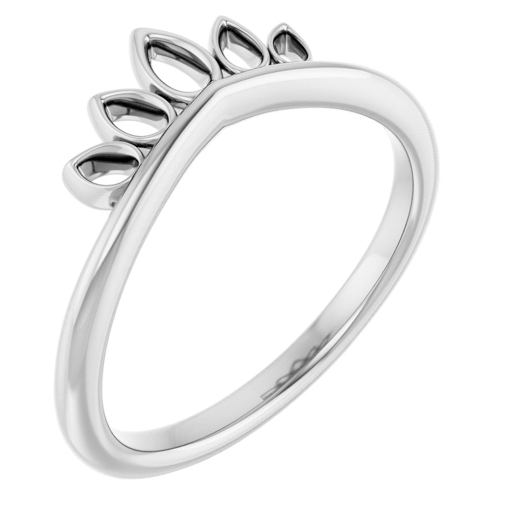 14K White Crown Ring