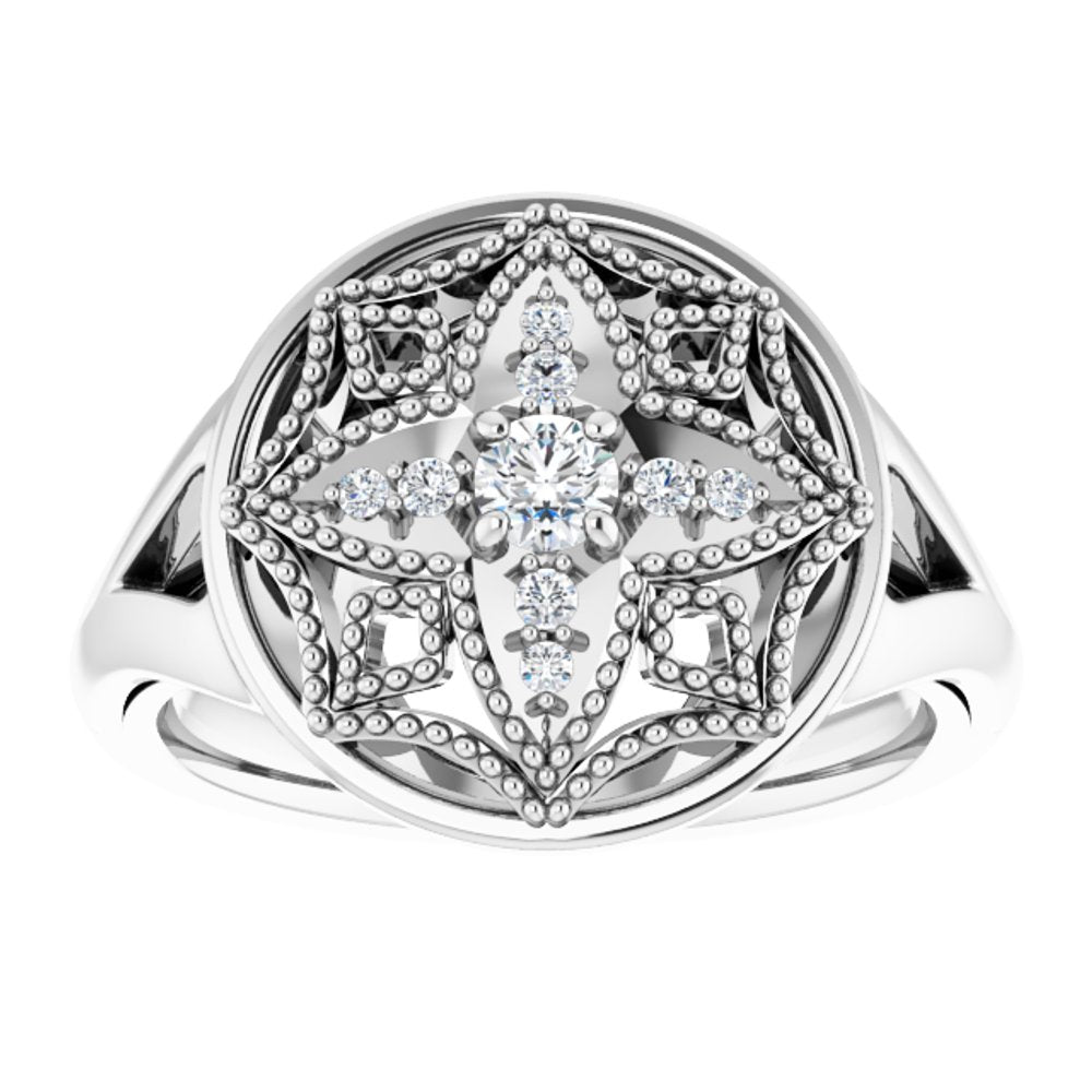 14K White Gold 1/6 CTW Natural Diamond Vintage-Inspired Ring