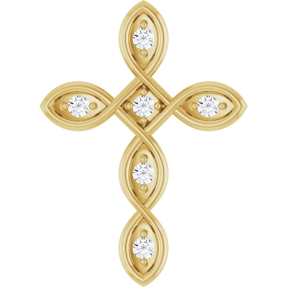 14K Yellow .08 CTW Natural Diamond Cross Pendant