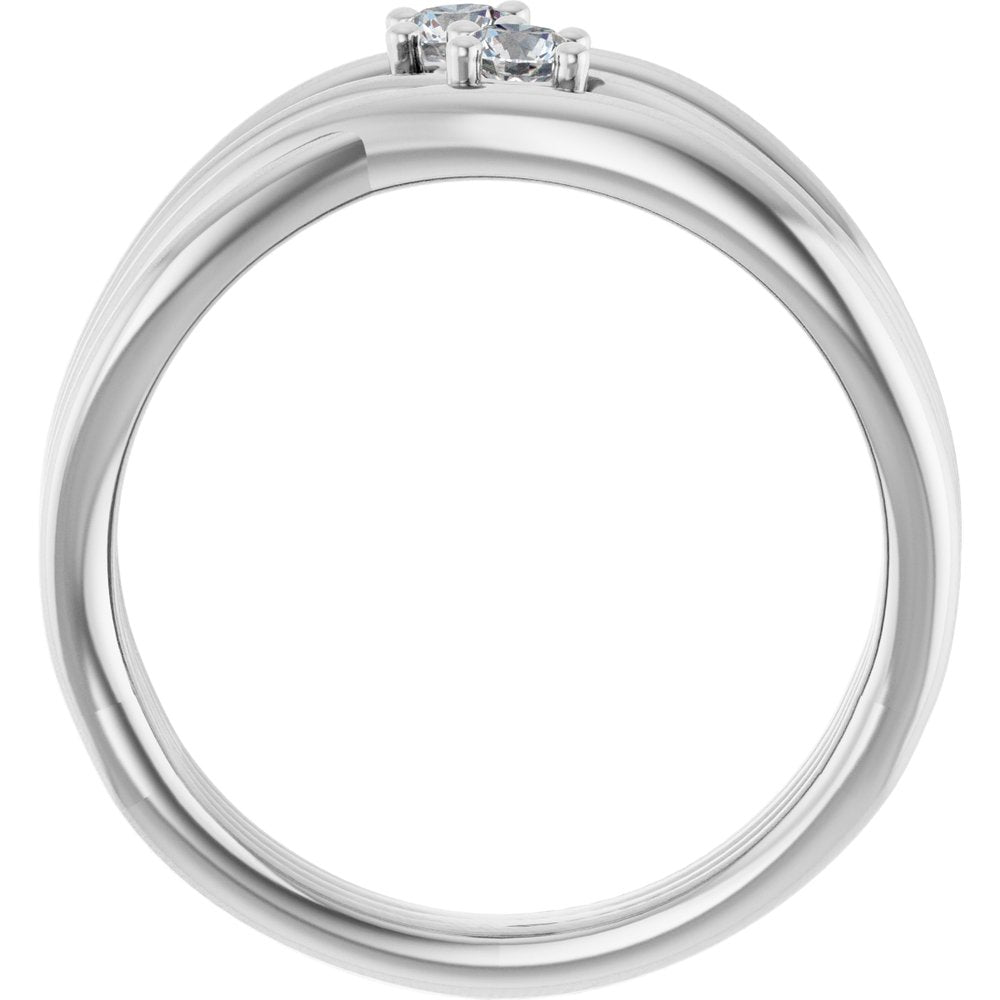 14K White Gold 1/5 CTW Natural Diamond Two-Stone Bypass Ring