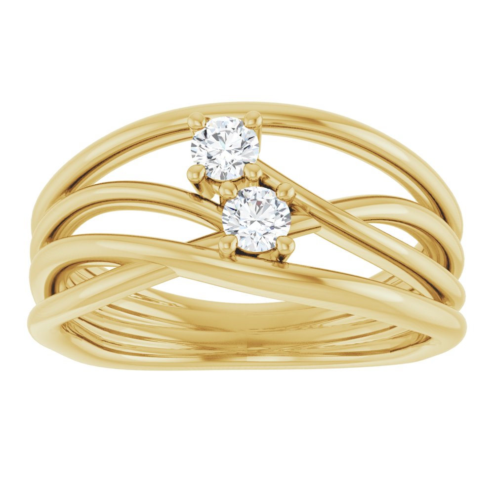 14K Yellow Gold 1/5 CTW Natural Diamond Two-Stone Bypass Ring