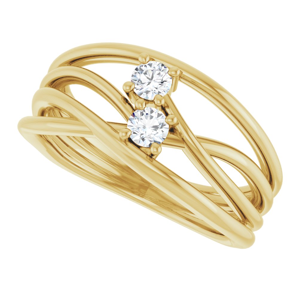 14K Yellow Gold 1/5 CTW Natural Diamond Two-Stone Bypass Ring
