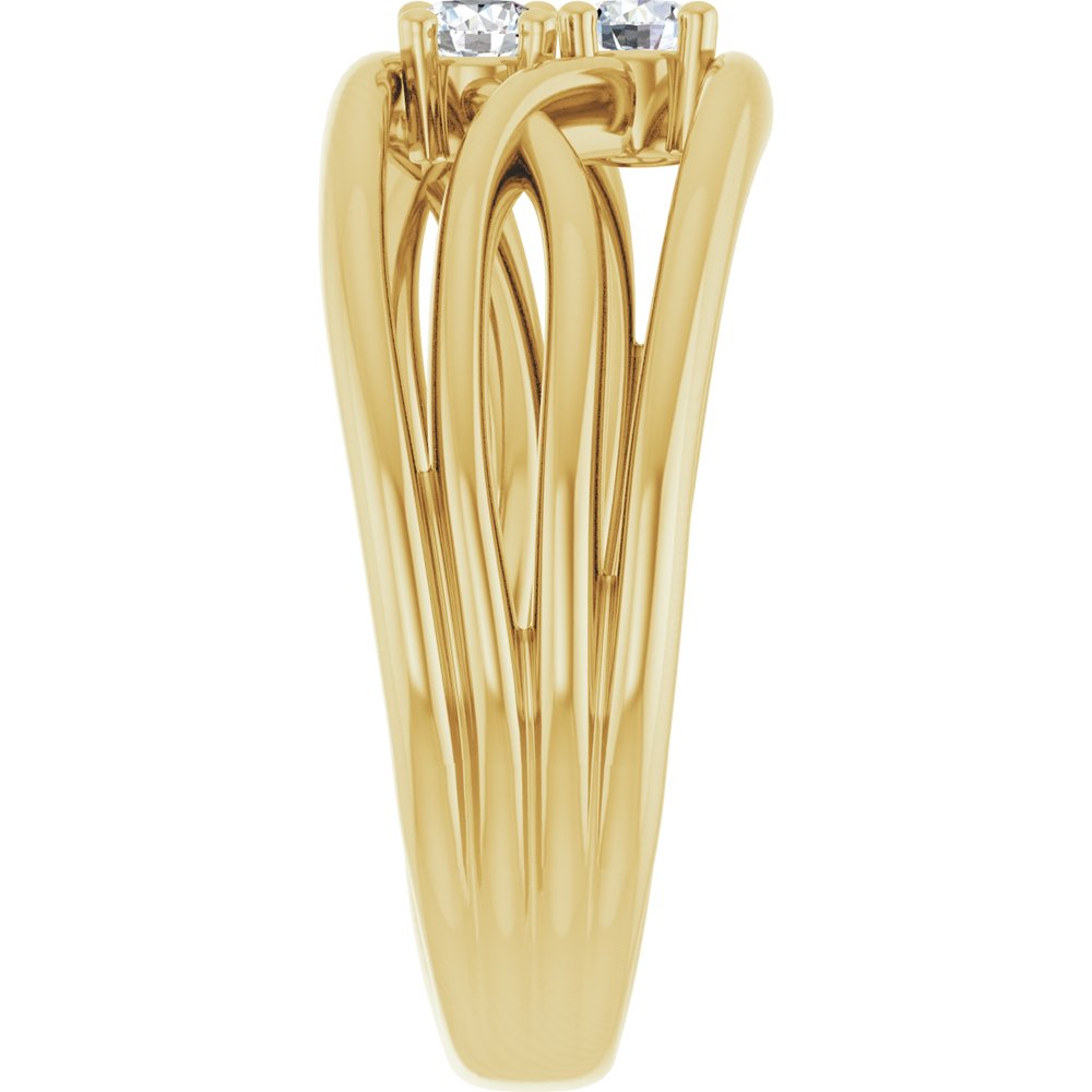 14K Yellow Gold 1/5 CTW Natural Diamond Two-Stone Bypass Ring