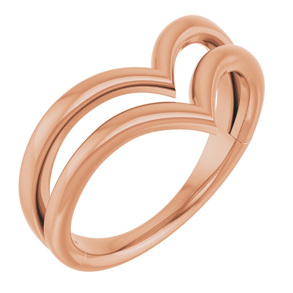 14K Rose Double V Ring