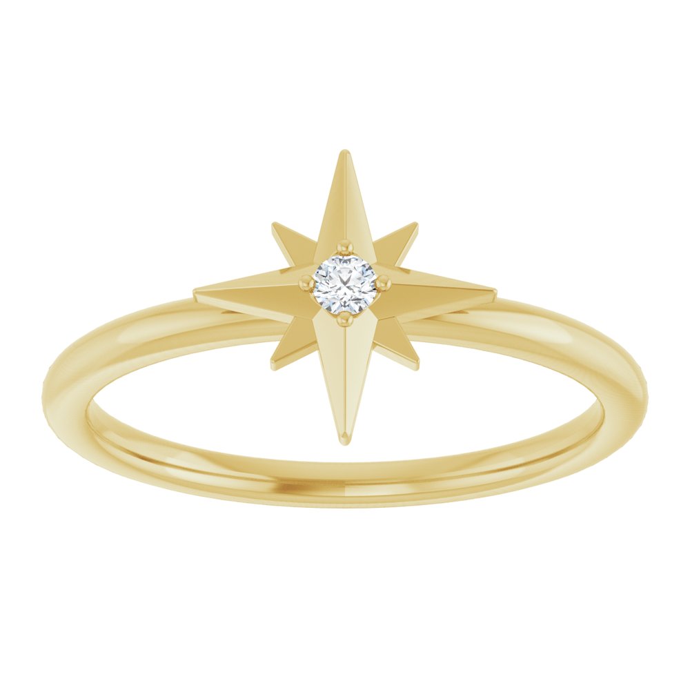 14K Yellow .03 CT Natural Diamond Star Ring