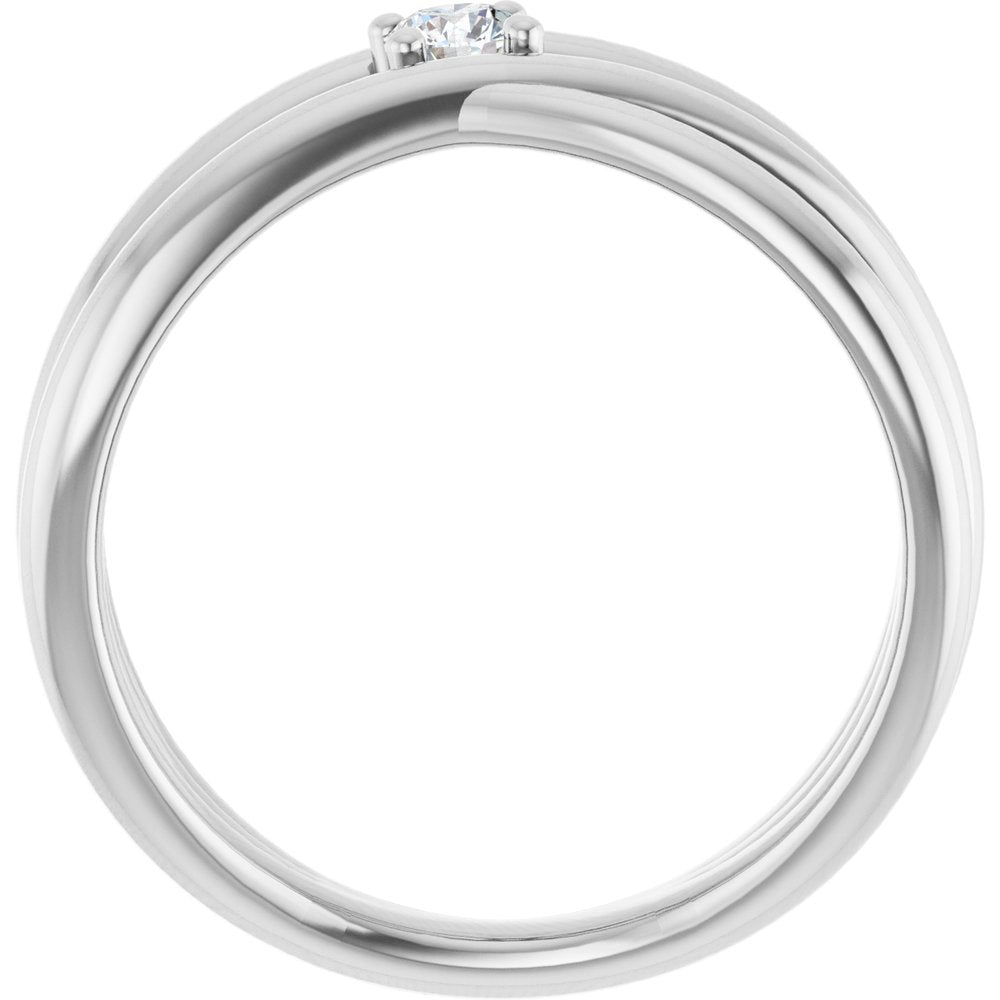 14K White Gold 1/8 CT Natural Diamond Negative Space Ring