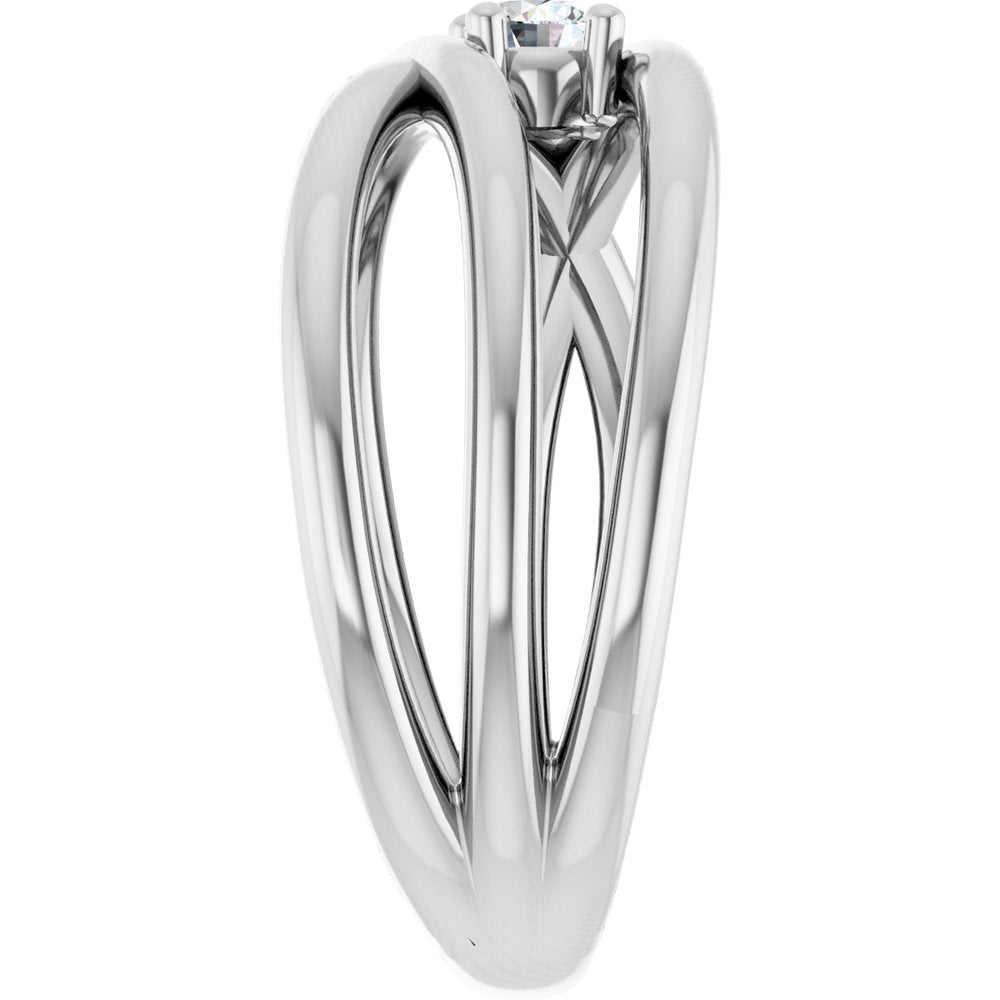 14K White Gold 1/8 CT Natural Diamond Negative Space Ring