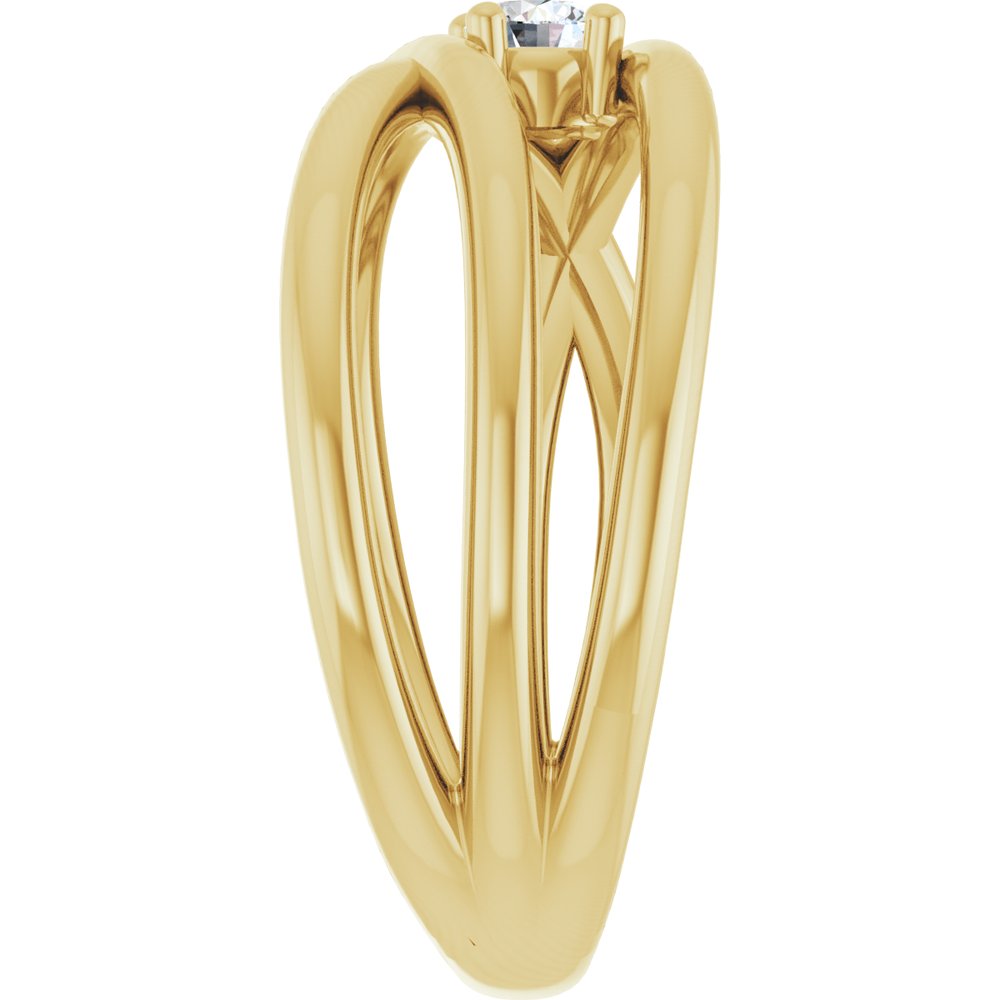 14K Yellow Gold 1/8 CT Natural Diamond Negative Space Ring