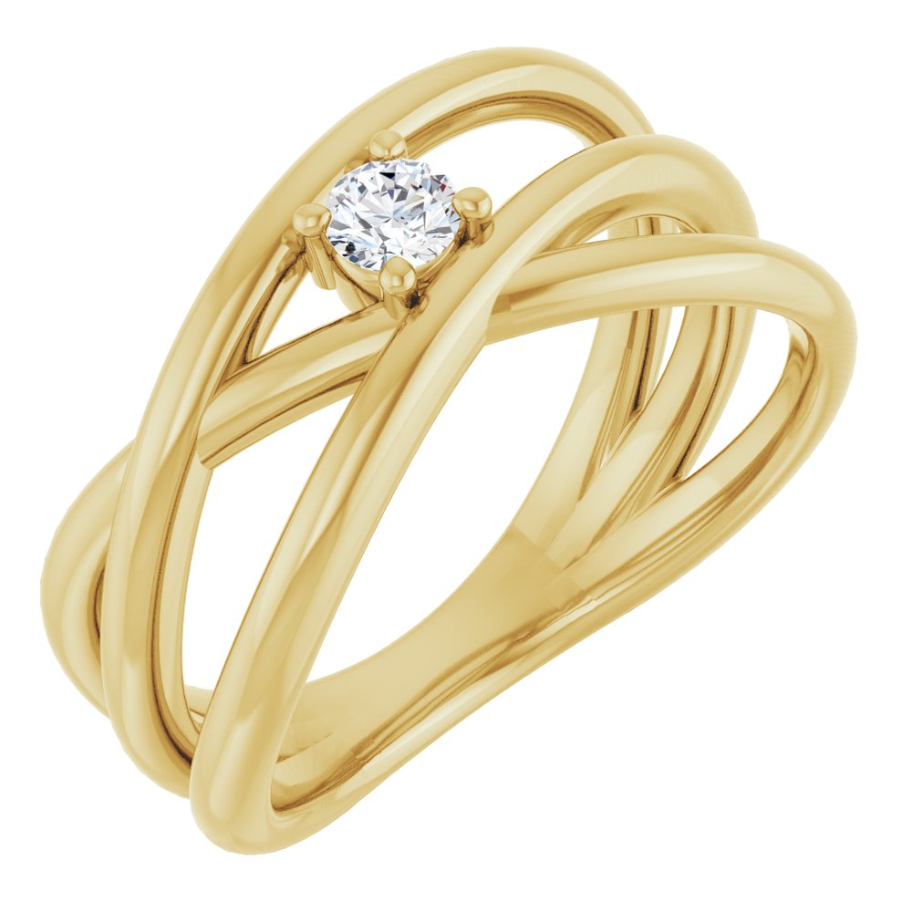 14K Yellow Gold 1/8 CT Natural Diamond Negative Space Ring