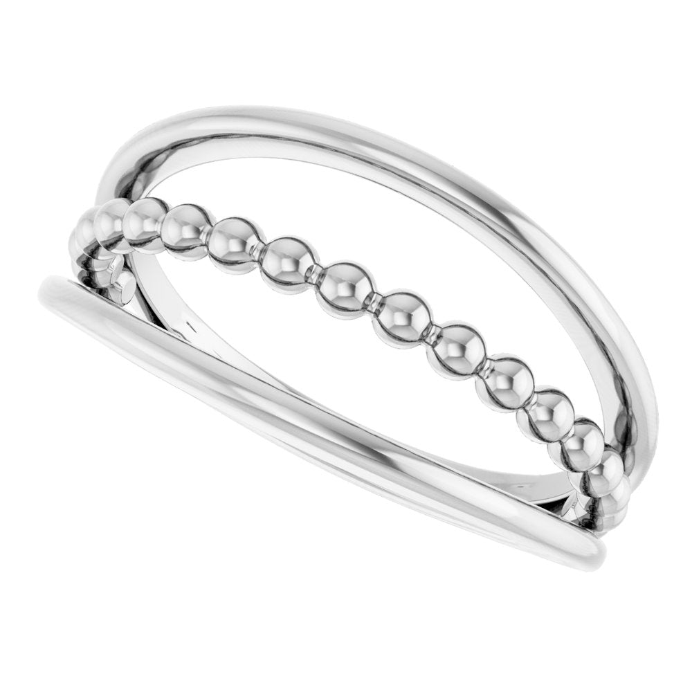 Sterling Silver Negative Space Beaded Ring