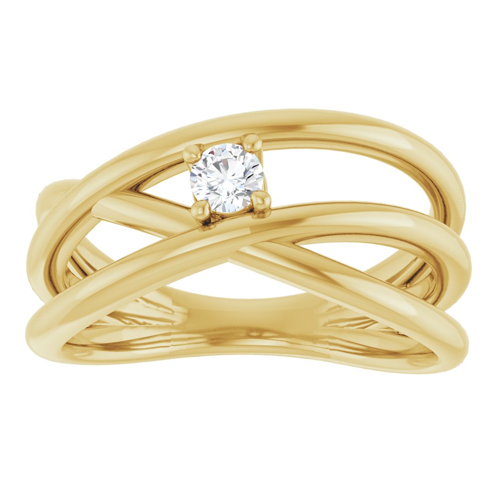 14K Yellow Gold 1/8 CT Natural Diamond Negative Space Ring