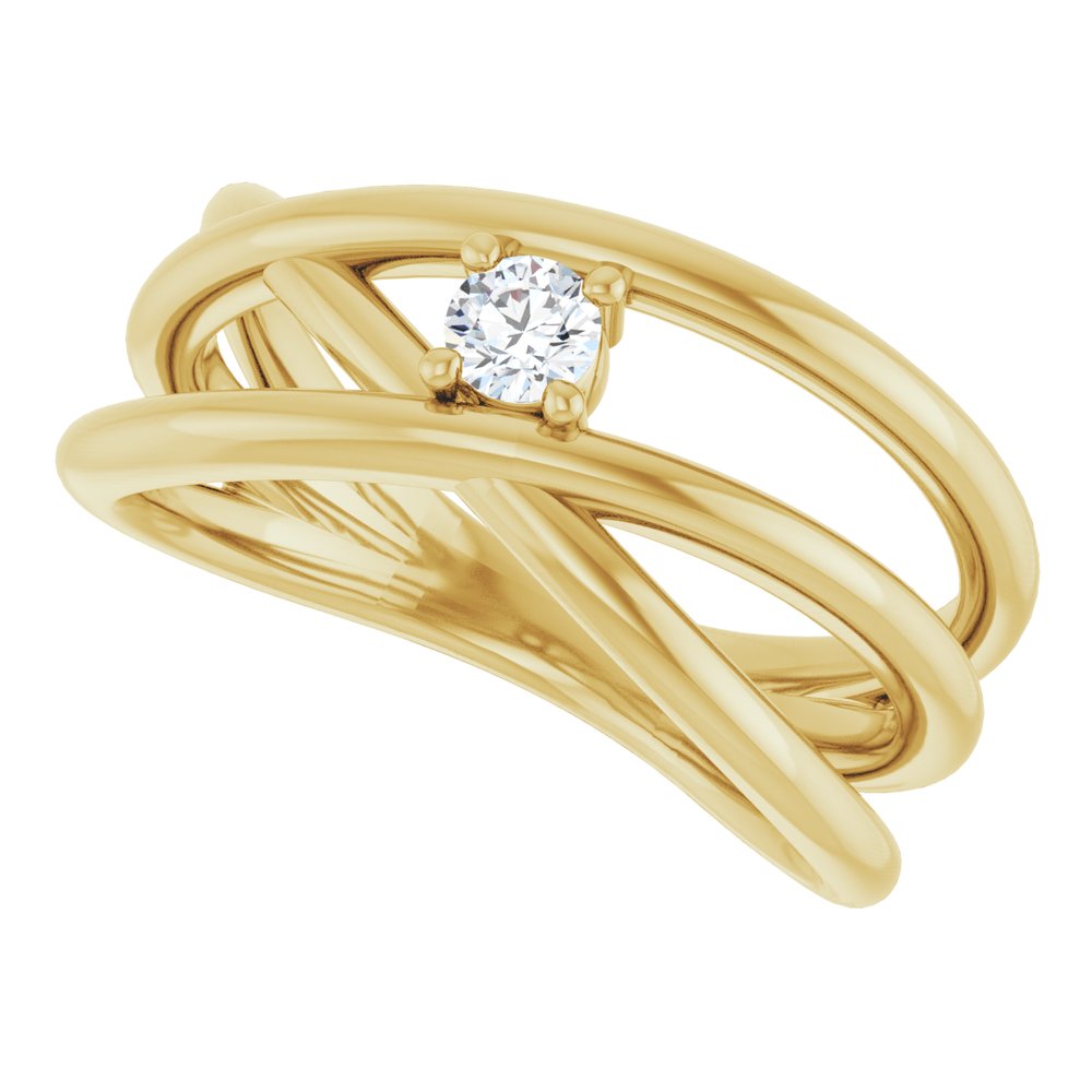 14K Yellow Gold 1/8 CT Natural Diamond Negative Space Ring