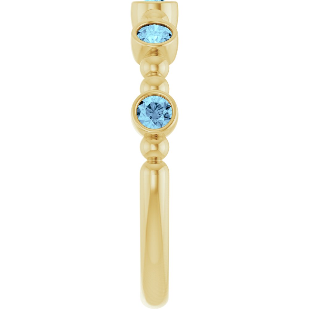14K Yellow Gold Natural Aquamarine Stackable Ring