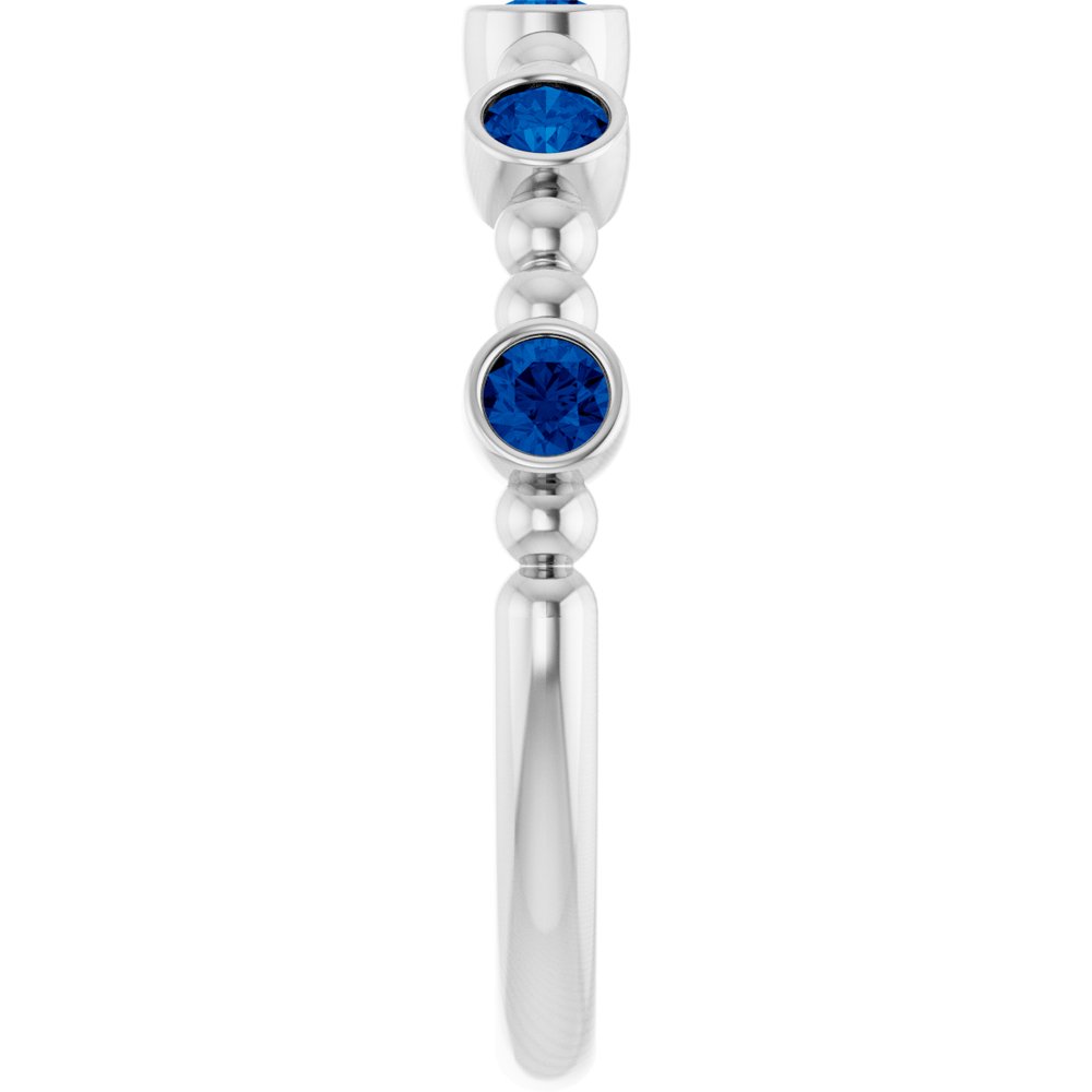 14K White Gold Natural Blue Sapphire Stackable Ring