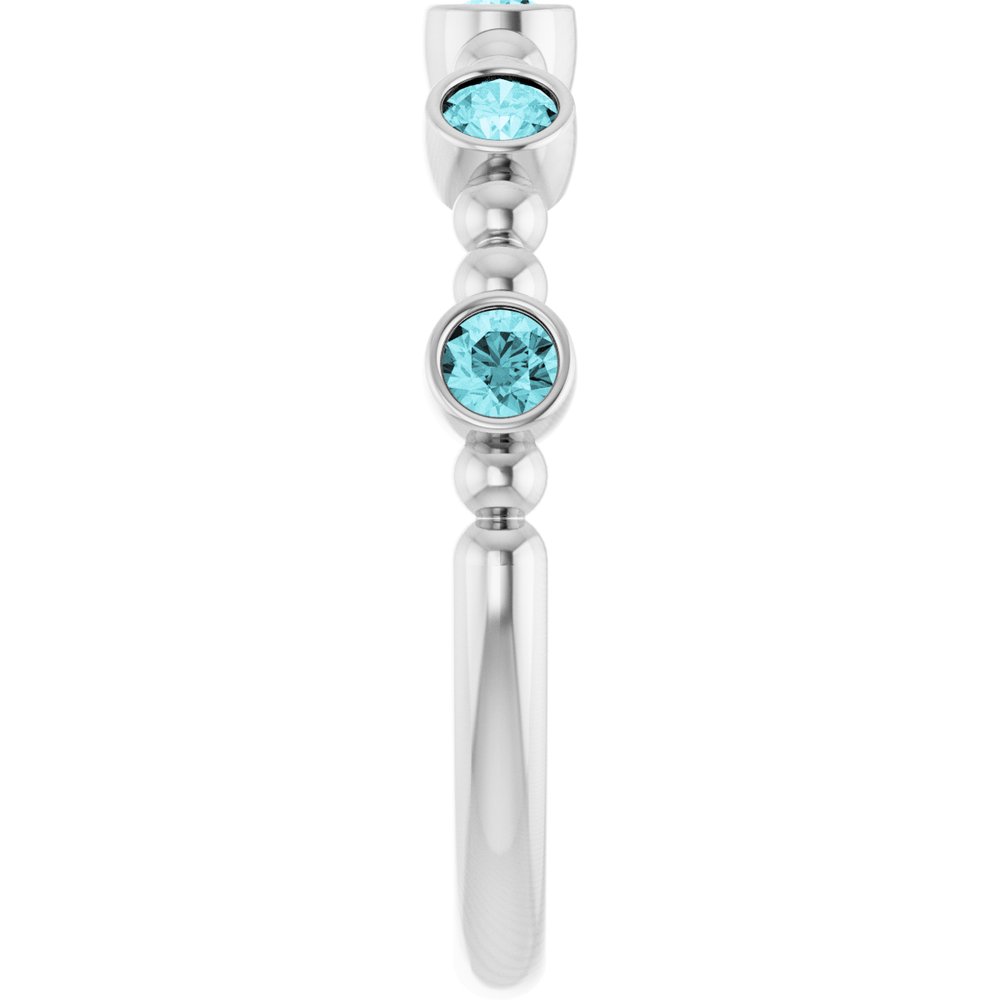 14K White Gold Natural Blue Zircon Stackable Ring