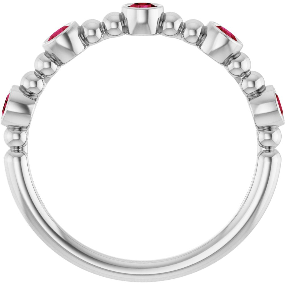 14K White Gold Natural Ruby Stackable Ring