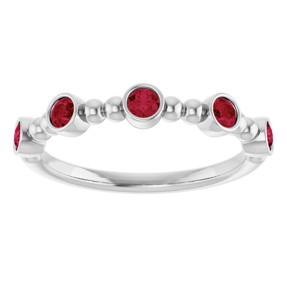 14K White Gold Natural Ruby Stackable Ring