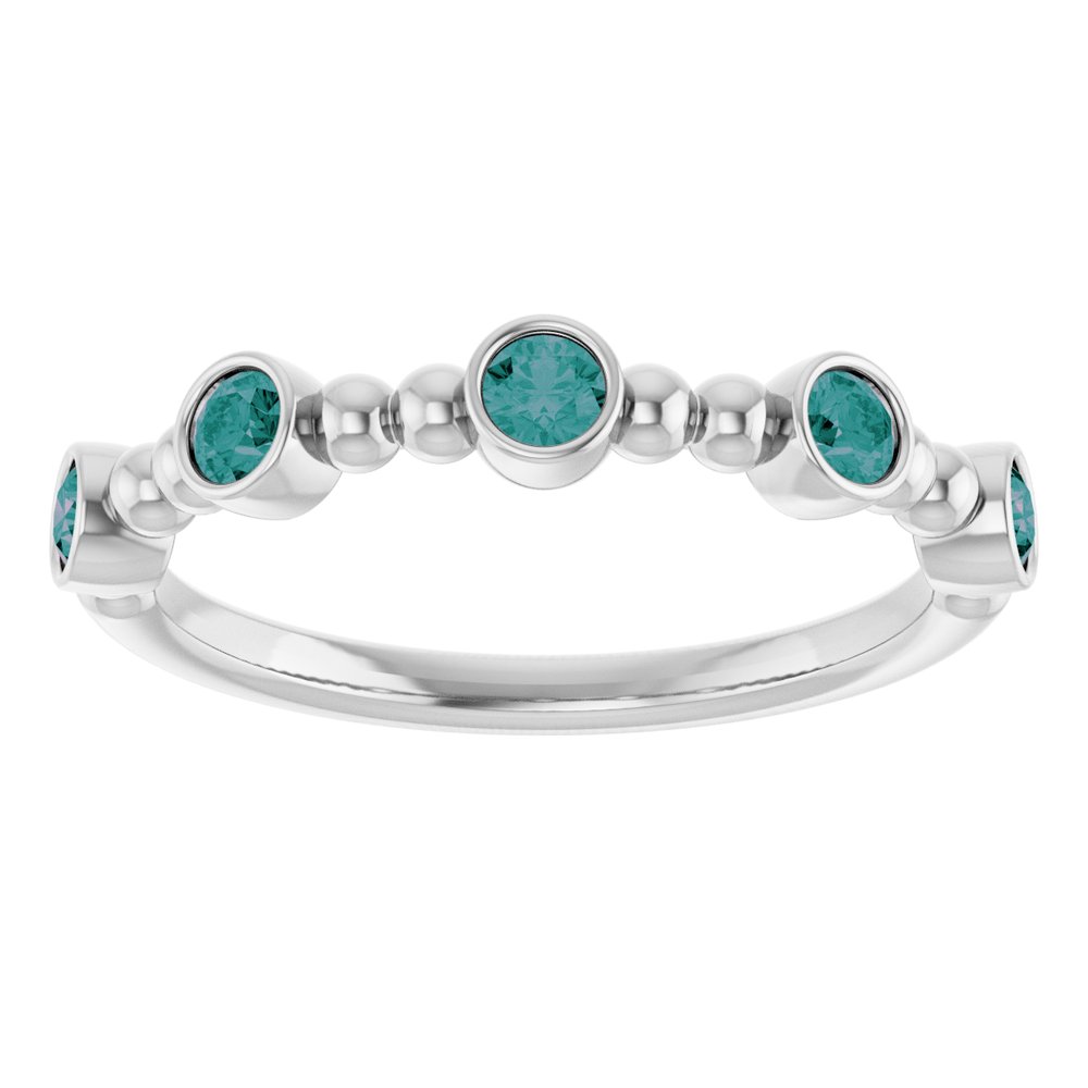 14K White Gold Natural Alexandrite Stackable Ring