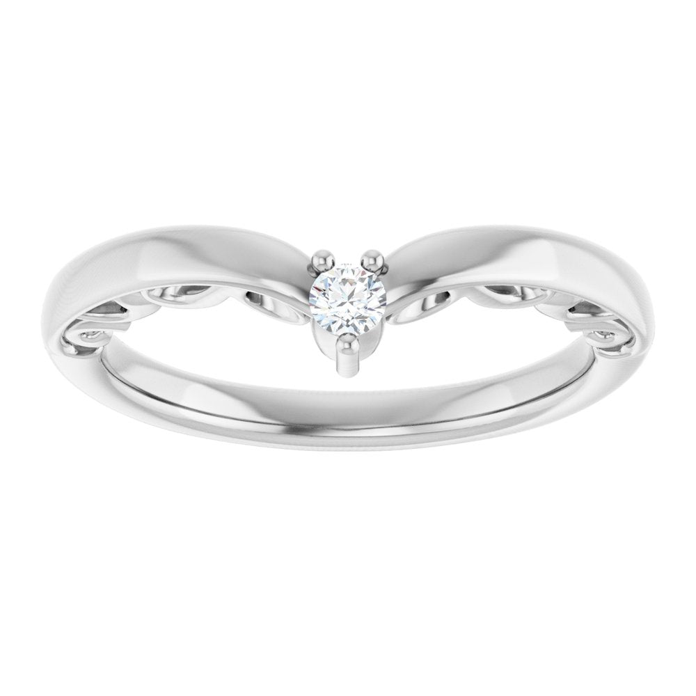 14K White .06 CTW Natural Diamond Contour Band