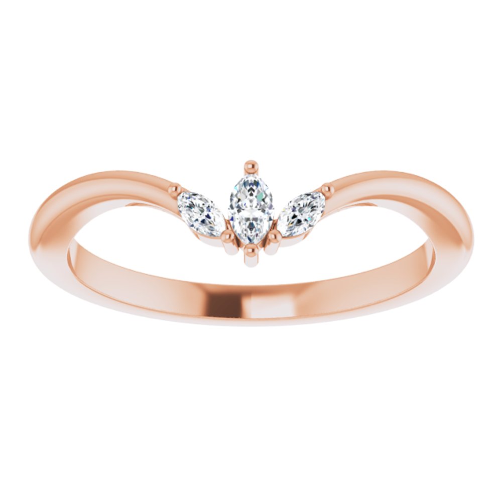 14K Rose Gold 1/8 CTW Natural Diamond Three-Stone V Ring