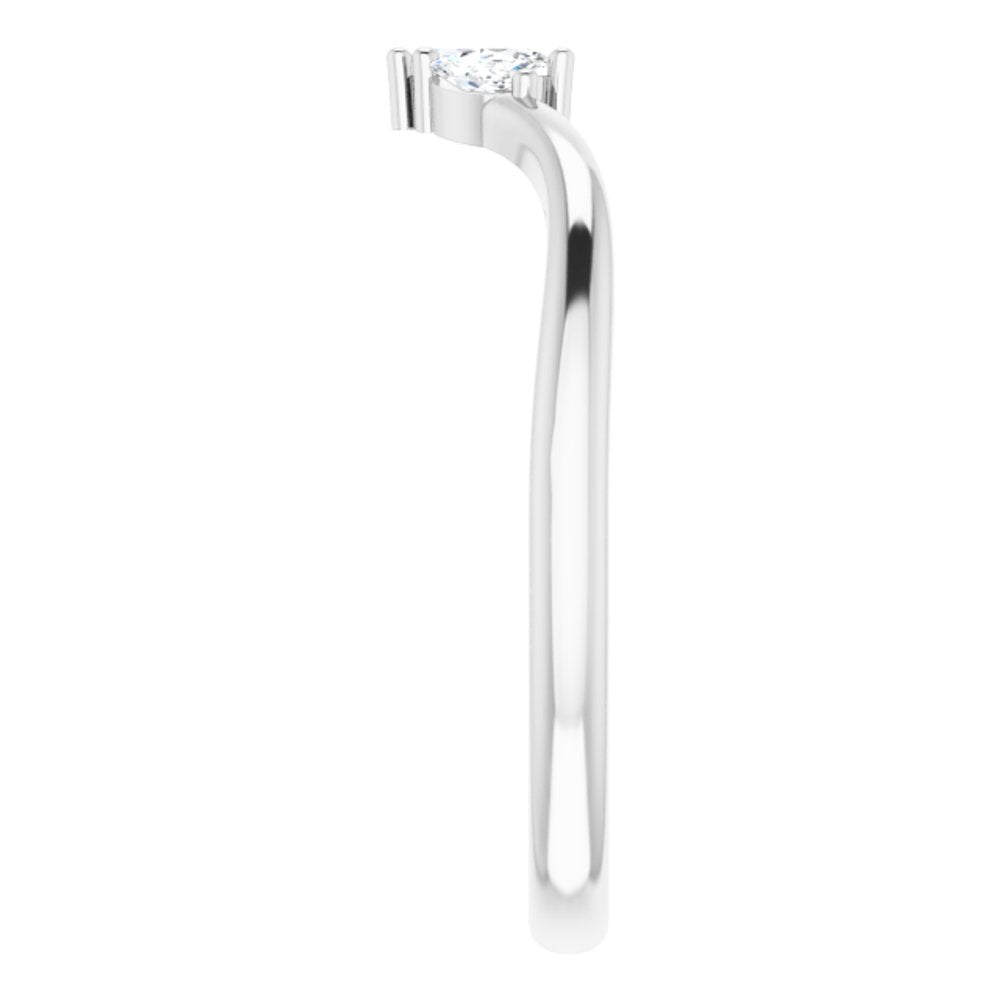 14K White Gold 1/8 CTW Natural Diamond Three-Stone V Ring