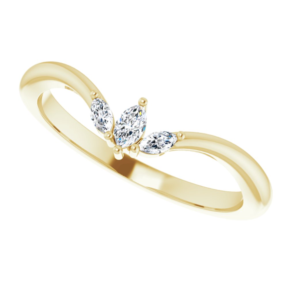 14K Yellow Gold 1/8 CTW Natural Diamond Three-Stone V Ring