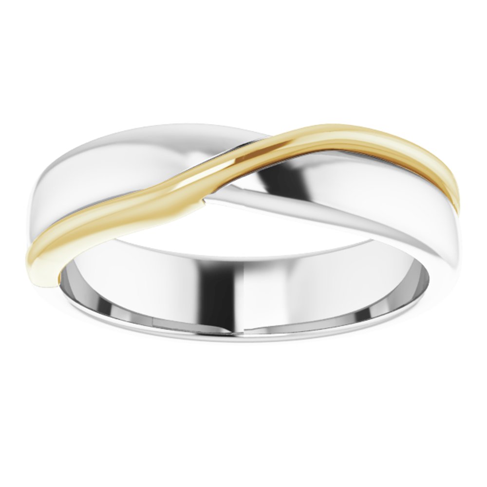 Platinum & 18K Yellow Gold 5 mm Criss-Cross Half Round Band Size 11