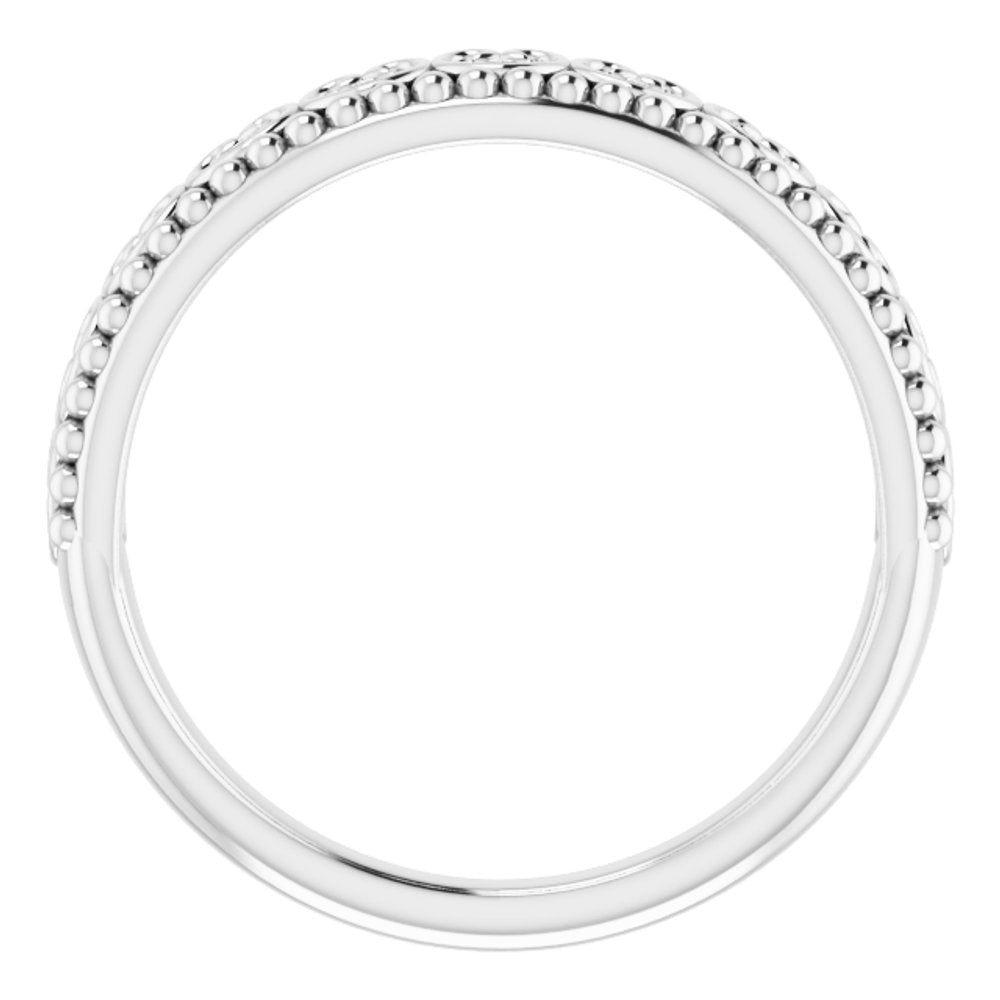 14K White Gold .04 CTW Natural Diamond Stackable Beaded Heart Ring
