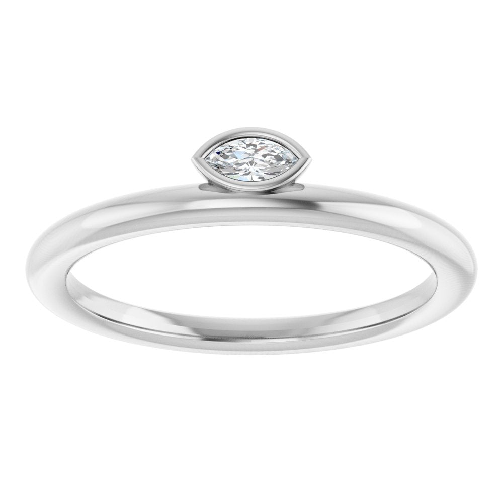 14K White Gold .07 CT Natural Diamond Stackable Ring
