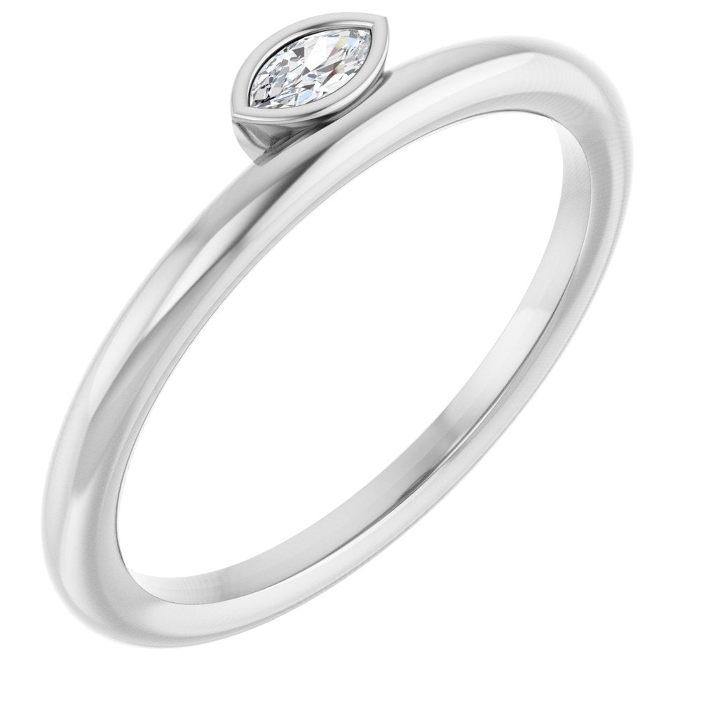 14K White Gold .07 CT Natural Diamond Stackable Ring