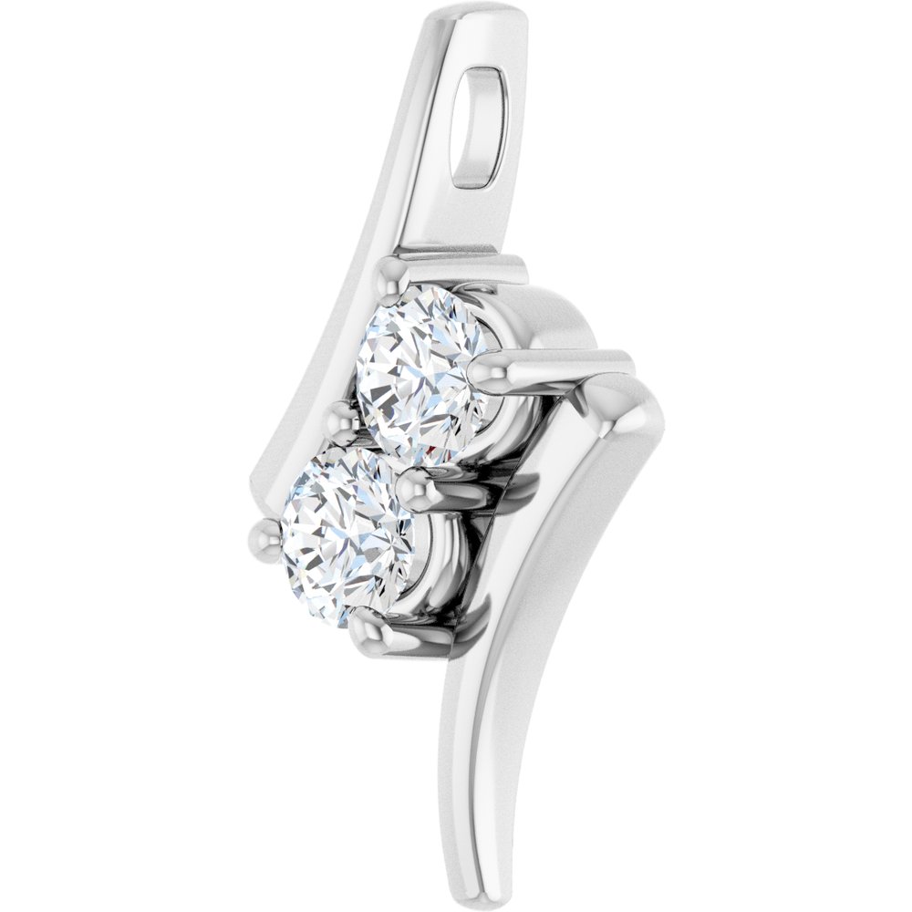 14K White 1/2 CTW Natural Diamond Two-Stone Pendant
