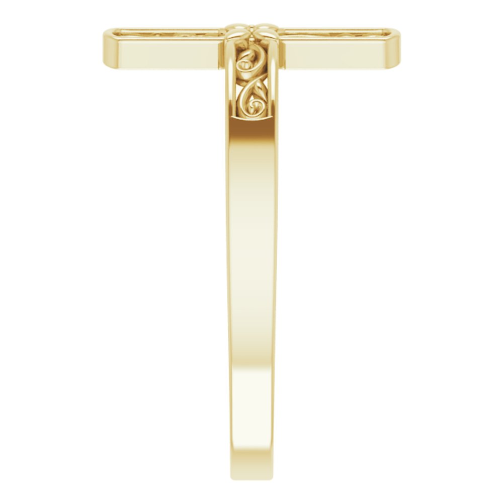 14K Yellow Sideways Cross Ring