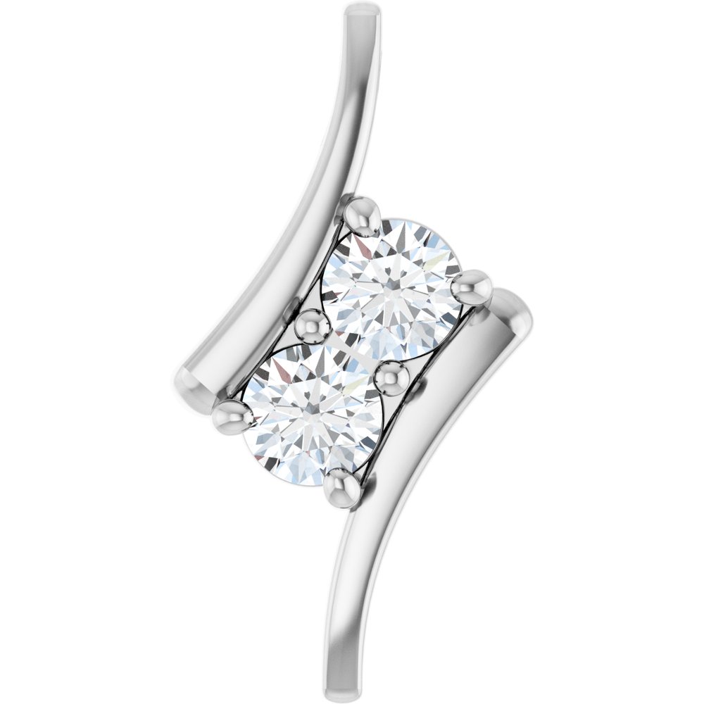 14K White Gold 1/2 CTW Natural Diamond Two-Stone Pendant