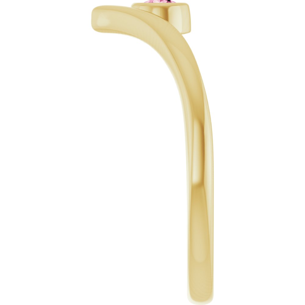 14K Yellow Natural Pink Tourmaline Bezel-Set V Ring