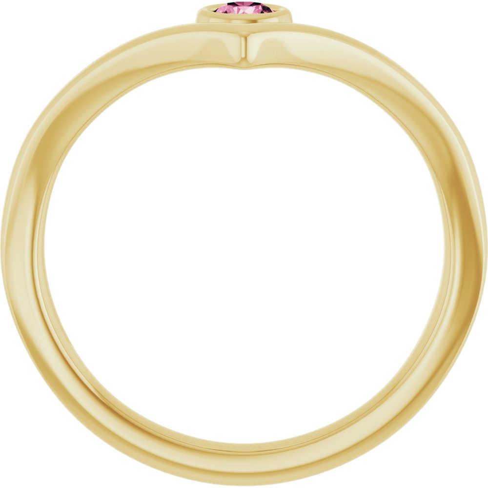 14K Yellow Gold Natural Pink Tourmaline Bezel-Set V Ring