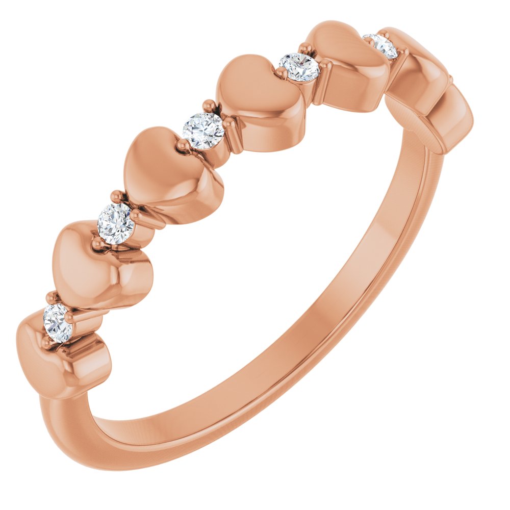 14K Rose .08 CTW Natural Diamond Heart Stackable Ring