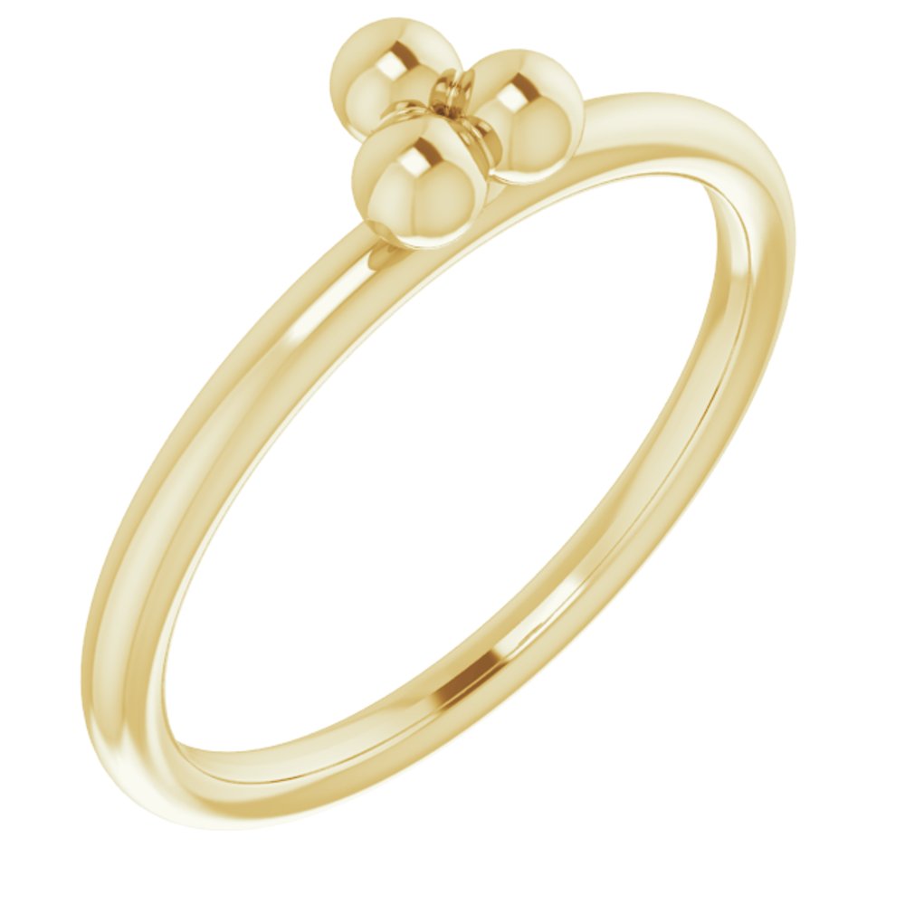 14K Yellow Stackable Beaded Ring