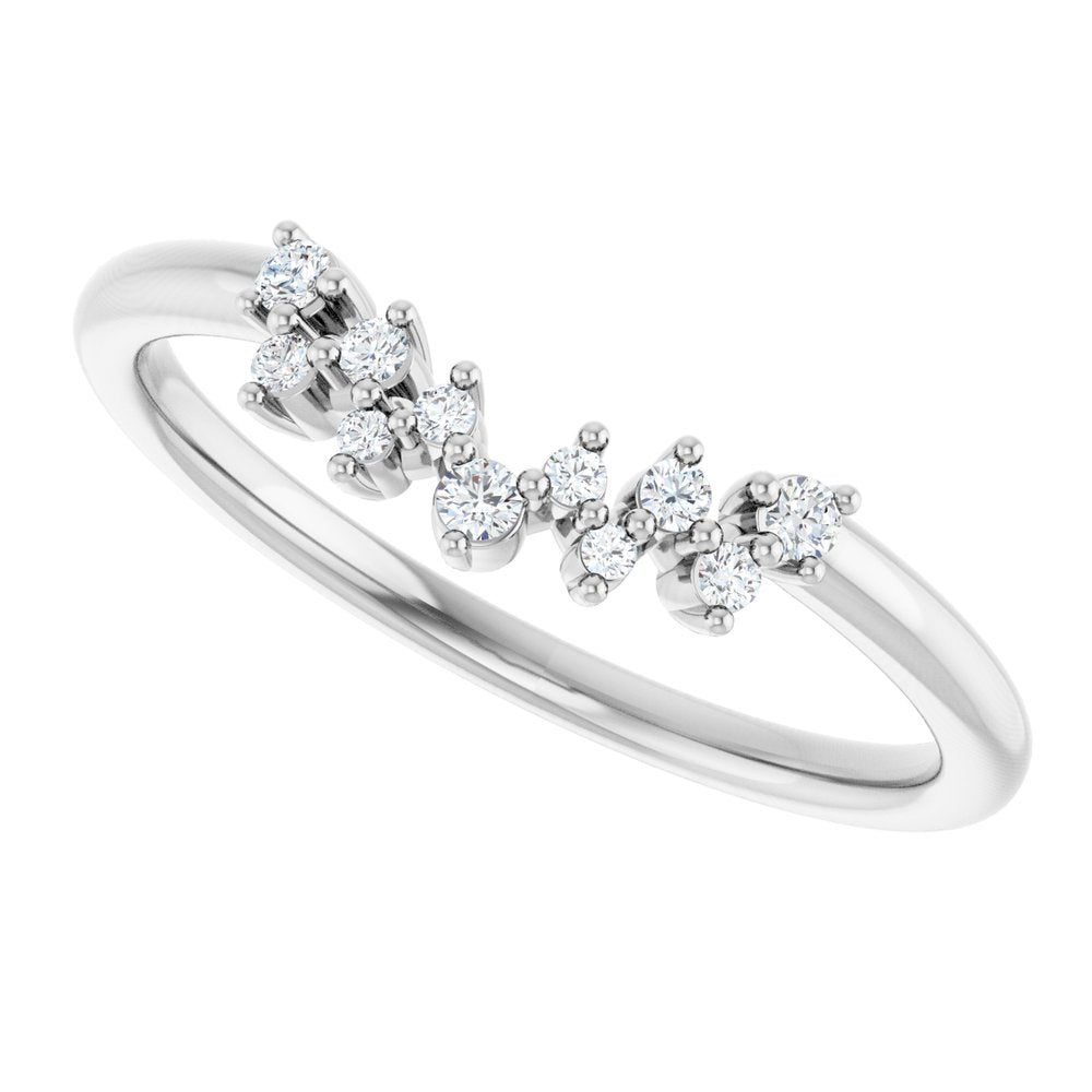 14K White 1/10 CTW Natural Diamond Contour Band